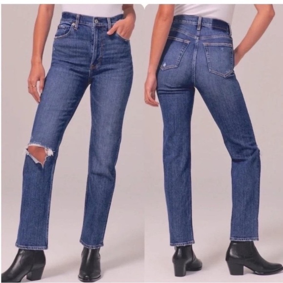 Abercrombie & Fitch The Ankle Straight Ultra High Rise Jeans '90s Denim 25 - Picture 1 of 8